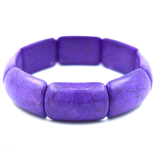 16mm purple turquoise stretch bracelet 7"