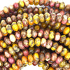 8mm brown pink pressed jade rondelle 15.5