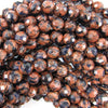8mm faceted snowflake blue goldstone round beads 14.5