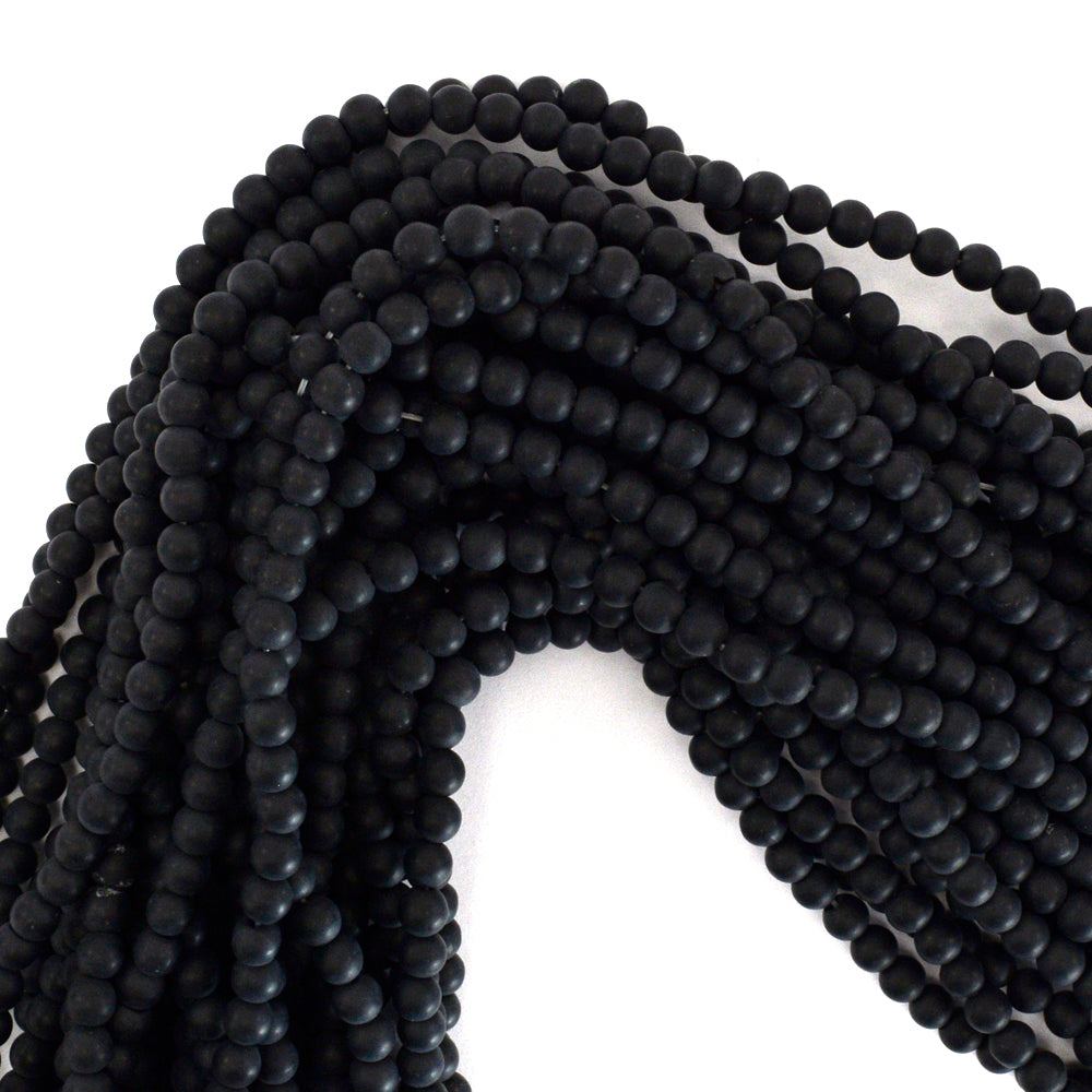 Matte Black Onyx Round Beads Gemstone 15" Strand 3mm 4mm 6mm 8mm 10mm 12mm 14mm