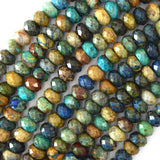 8mm natural faceted brown green Azurite rondelle beads 15.5