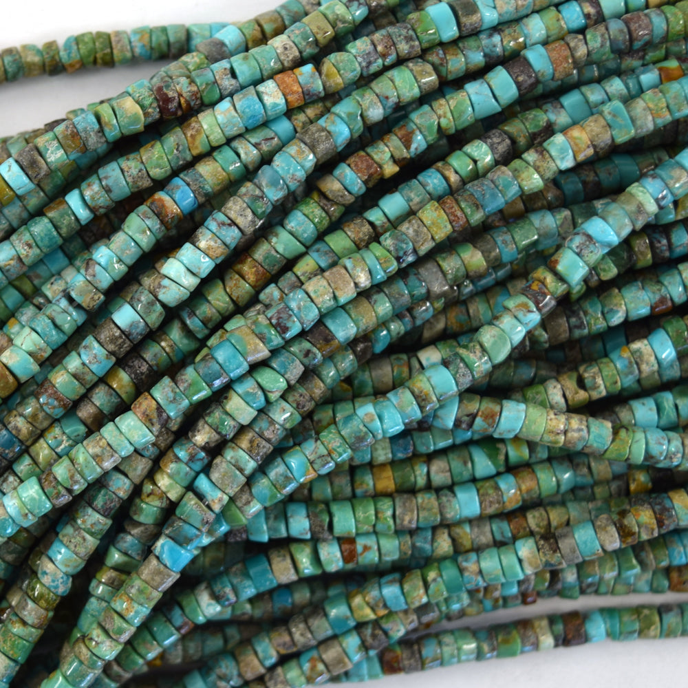 Natural Brown Green Turquoise Heishi Disc Beads Gemstone 15.5" Strand 3mm 4mm