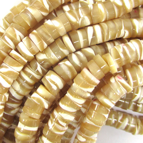 Natural Mother Of Pearl MOP Heishi Disc Beads Gemstone 15.5" Strand 4mm 6mm 8mm