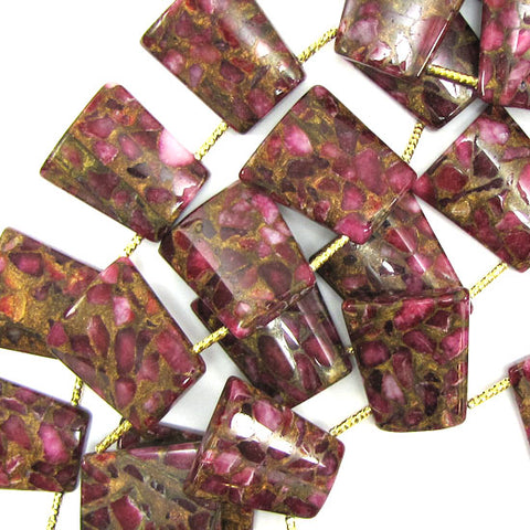 18mm ruby zoisite pressed jade flat oval 15.5" strand