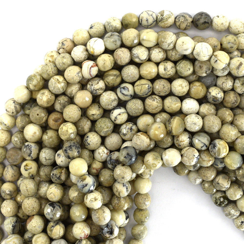8mm faceted african opal round beads 15.5" strand