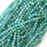 4mm faceted Russian green amazonite round beads 15.5