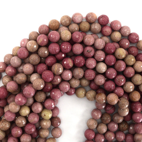 8mm natural black pink rhodonite rondelle button beads 15.5" strand