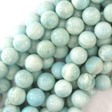 12mm natural light blue hemimorphite round beads 15.5
