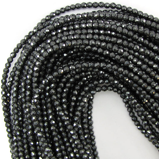 Natural Faceted Hematite Round Beads 15.5" Strand 3mm 4mm 6mm 8mm 10mm