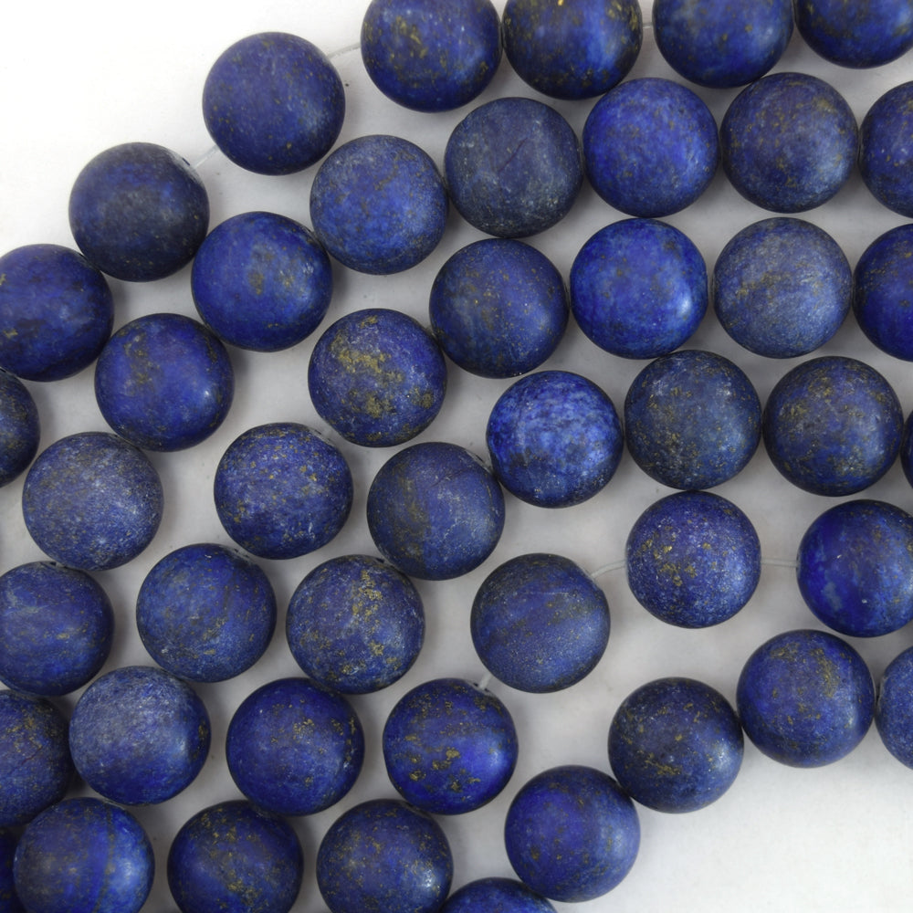 Matte Blue Lapis Lazuli Round Beads Gemstone 15" Strand 4mm 6mm 8mm 10mm 12mm