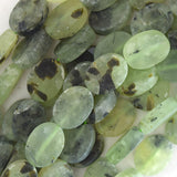 16mm matte green prehnite flat oval beads 15.5