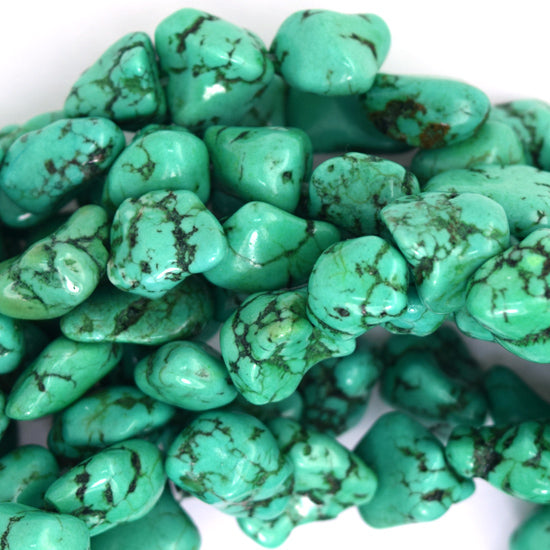 10-16mm green turquoise freeform nugget beads 16" strand