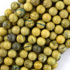 AA Natural Lemon Green Muscovite Round Beads Gemstone 15