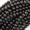 AA Natural Black Blue Arfvedsonite Round Beads 15.5