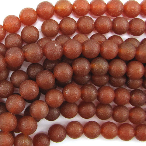 Faceted Orange Red Stripe Carnelian Round Beads 14.5" Strand 6mm 8mm 10mm