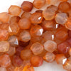 Natural Star Cut Faceted Carnelian Round Beads Gemstone 15