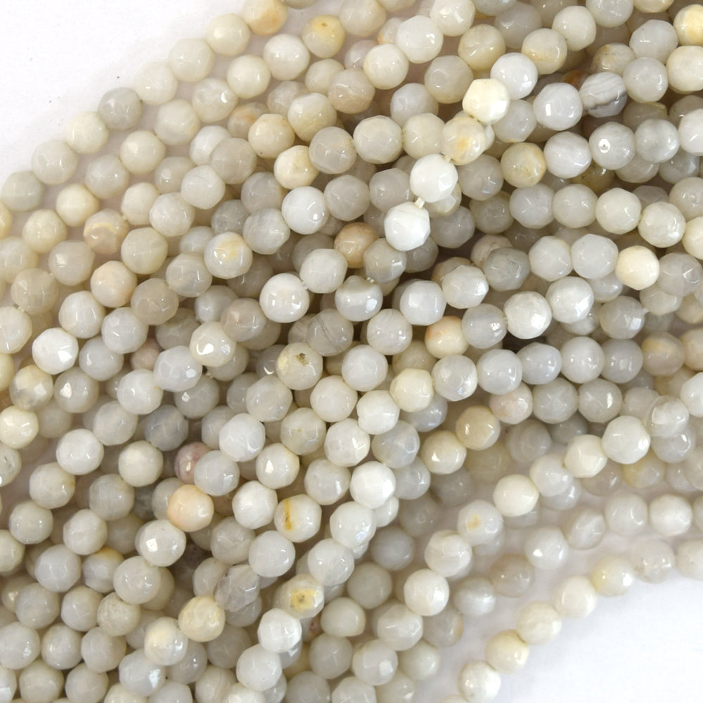 Natural Faceted Cream Crazy Lace Agate Round Beads 15" Strand 6mm 8mm 10mm