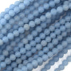 4mm matte blue angelite round beads 16