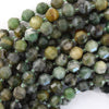 Natural Green African Jade Prism Double Point Cut Faceted Beads 15.5