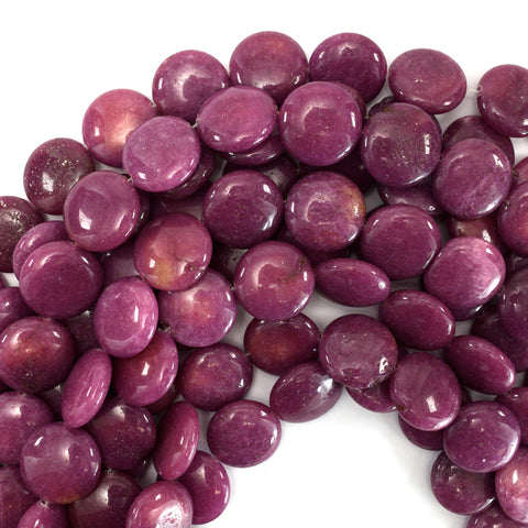 14mm faceted ruby red jade rondelle beads 14" strand