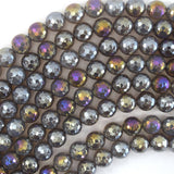 Mystic Titanium Faceted Gray Agate Round Beads 15
