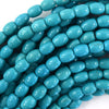 8mm - 9mm blue turquoise barrel beads 15.5