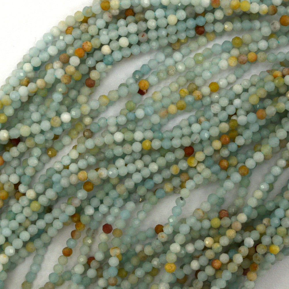 Natural Faceted Amazonite Round Beads 14.5" Strand 4mm 6mm 8mm 10mm 12mm