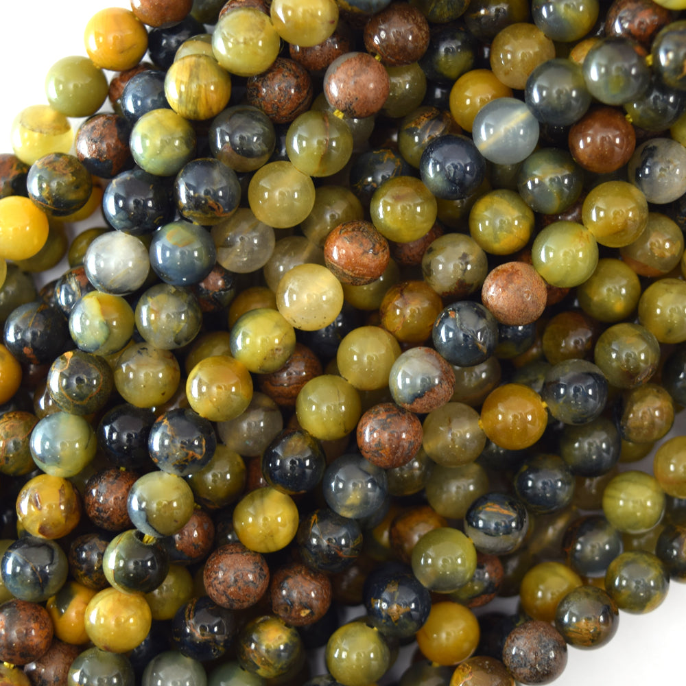 Natural Gold Brown Blue Pietersite Round Beads 15.5" 4mm 6mm 8mm 10mm 12mm S2