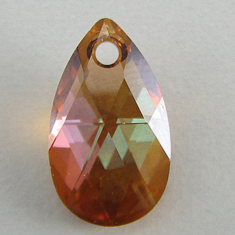 2 14mm Swarovski crystal heart pendant 6202padparadscha