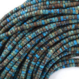 4mm brown blue turquoise heishi disc beads 15.5