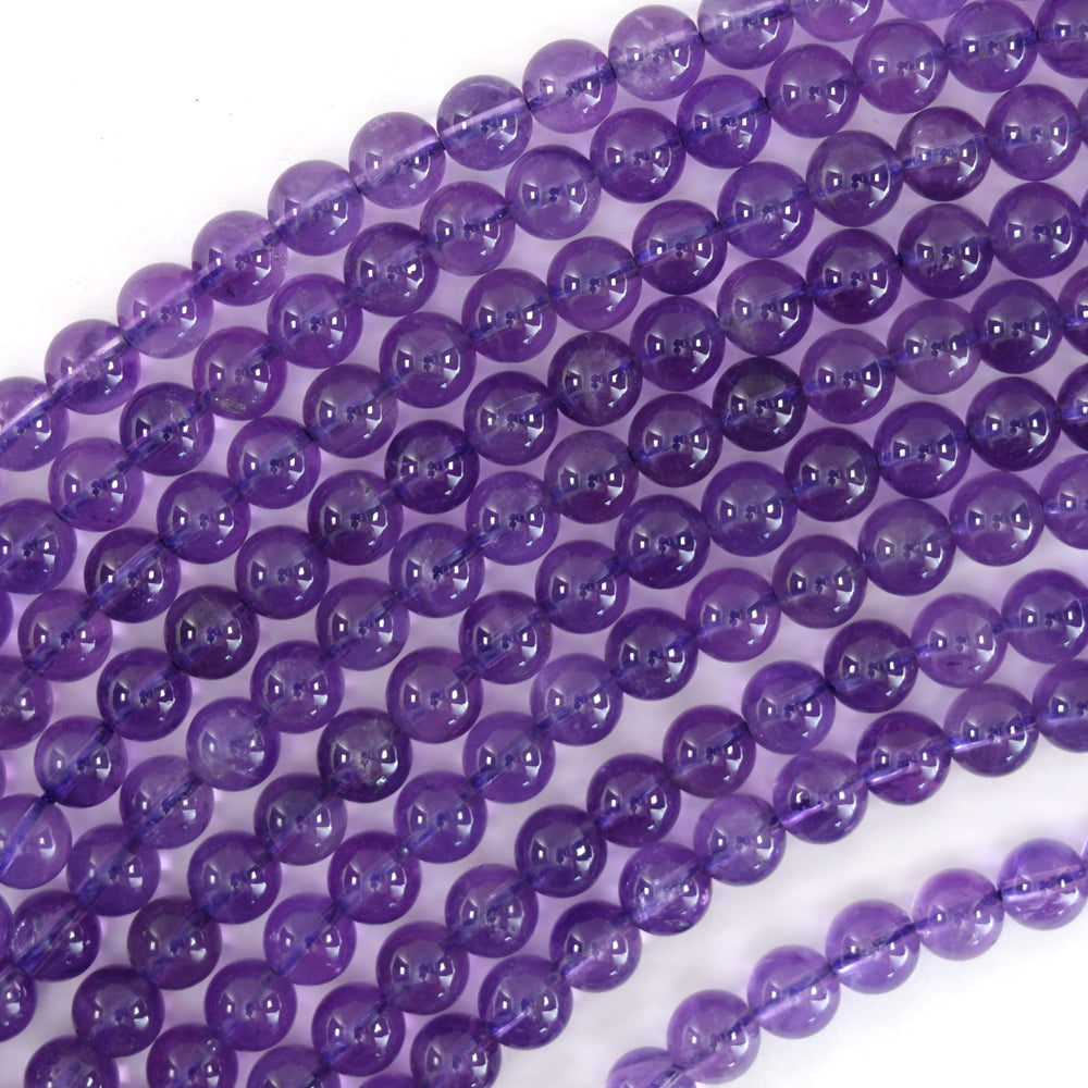 Natural Purple Amethyst Round Beads Gemstone 15" Strand 4mm 6mm 8mm 10mm