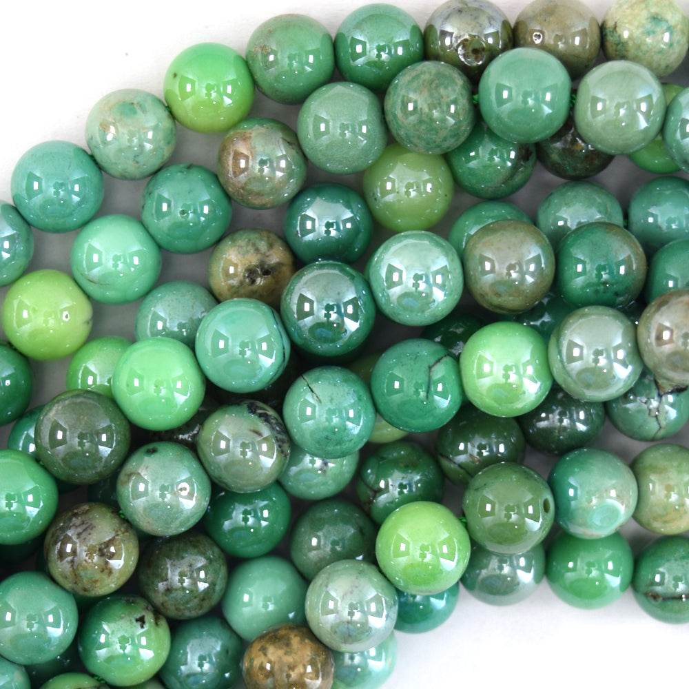 Mystic Titanium Green Chrysoprase Round Beads 15.5" Strand 6mm 8mm 10mm