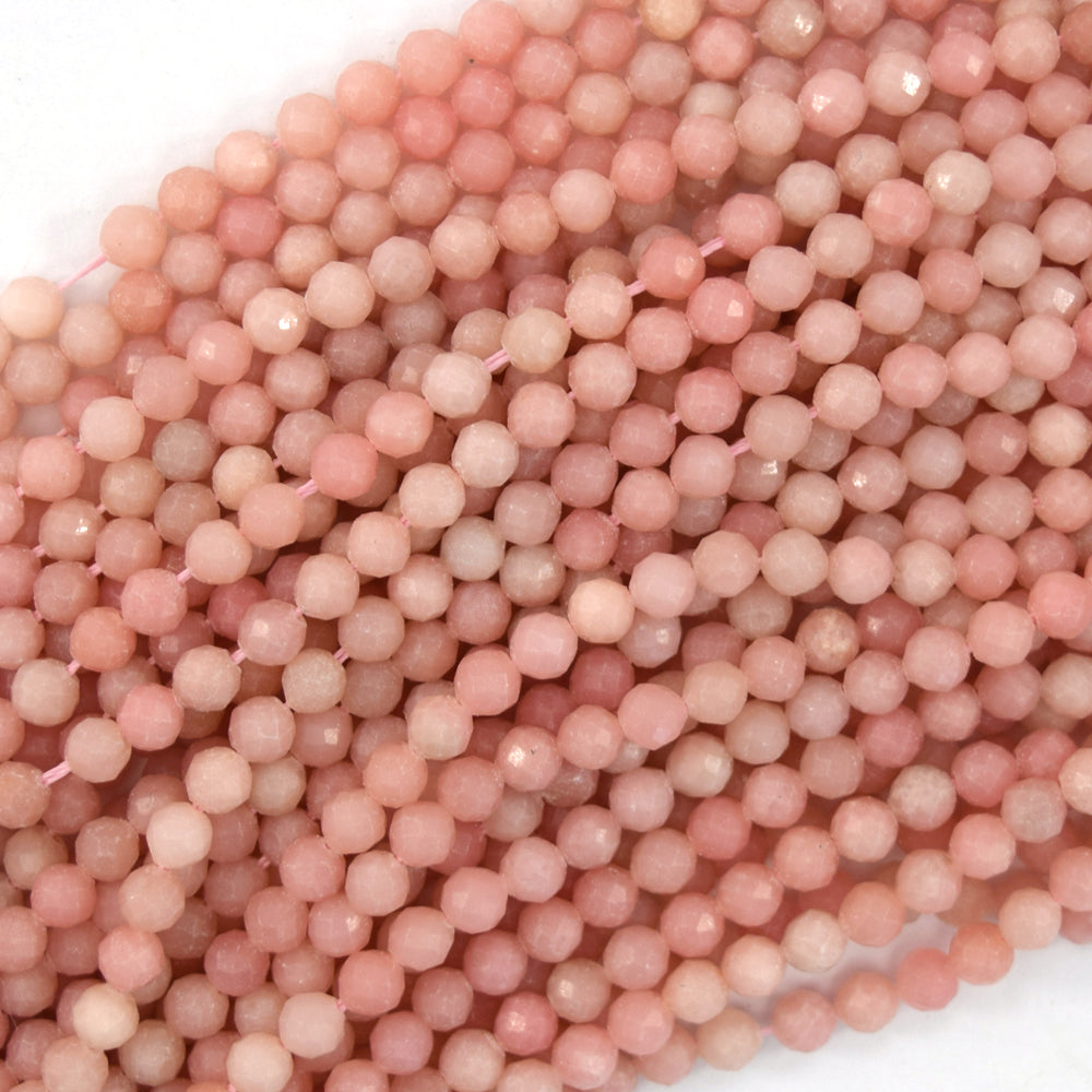 Natural Faceted Pink Opal Round Beads 15.5" Strand 2mm 3mm 4mm