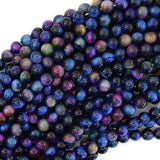 AA Galaxy Blue Pink Purple Tiger Eye Round Beads 15.5