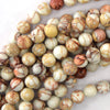 Brown White Sea Sediment Jasper Round Beads 15.5