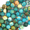 Brown Green Turquoise Round Beads Gemstone 15.5
