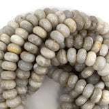 Natural Cream Crazy Lace Agate Rondelle Button Beads 15