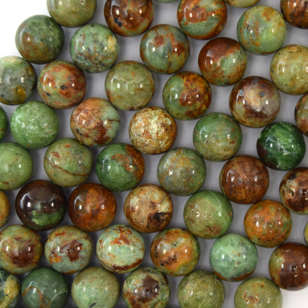 Natural African Green Opal Round Beads Gemstone 15