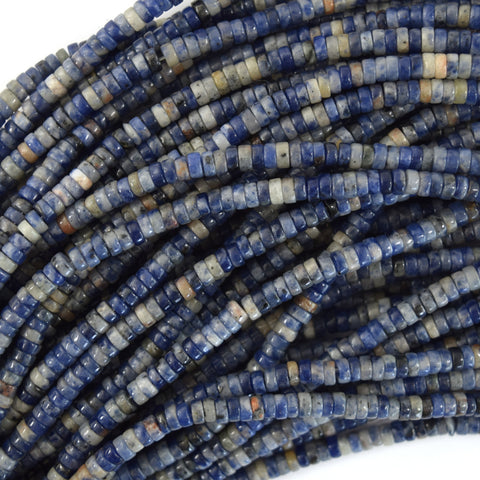 4mm natural blue white sodalite heishi disc beads 15.5" strand
