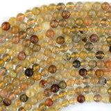 Natural Multicolor Rutilated Quartz Round Beads 15.5