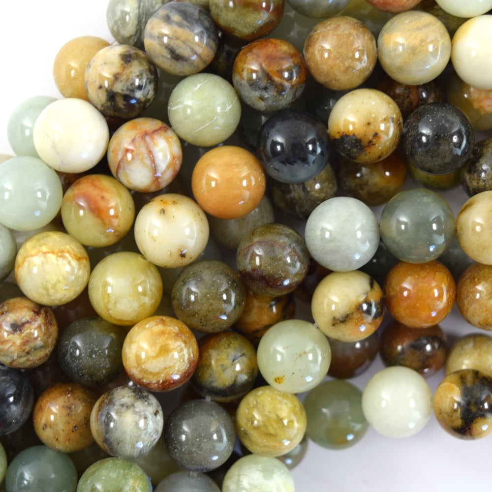 Natural Multicolor Flower Jade Round Beads Gemstone 15" Strand 6mm 8mm 10mm 12mm