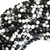 Natural Black White Zebra Jasper Round Beads 15.5
