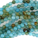 Blue Dragon Vein Agate Round Beads Gemstone 14.5