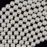 White Shell Pearl Round Beads 15.5
