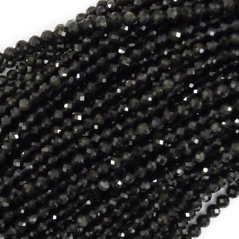 Natural Black Gold Obsidian Round Beads 15.5" Strand 4mm 6mm 8mm 10mm 12mm