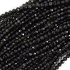 Natural Faceted Black Obsidian Round Beads 15
