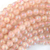 Mystic Titanium Pink Rose Quartz Round Beads Gemstone 15