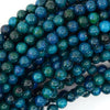Blue Green Colored Azurite Round Beads 15.5