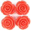 24mm synthetic coral carved rose flower beads 15
