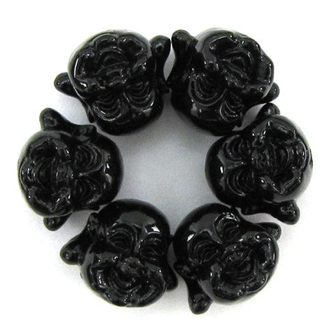 15mm synthetic coral chrysanthemum flower beads 15" strand 24 pieces black